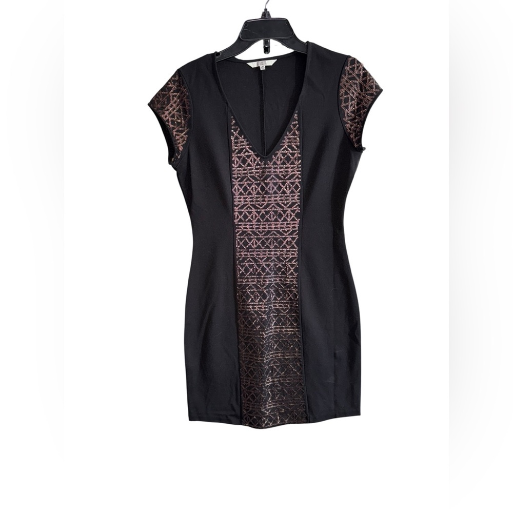 NWT BB Dakota Black Dress with Brown Sequin Accents Size Medium